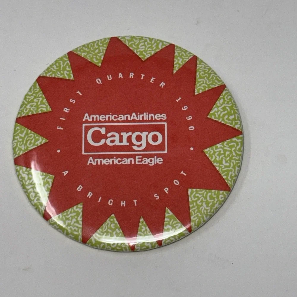 Vintage Advertising 1990 Pinback Button Cargo American Eagle AMERICAN AIRLINES